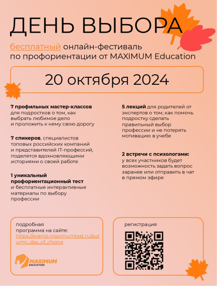 Онлайн-фестиваль по профориентации «День Выбора»..